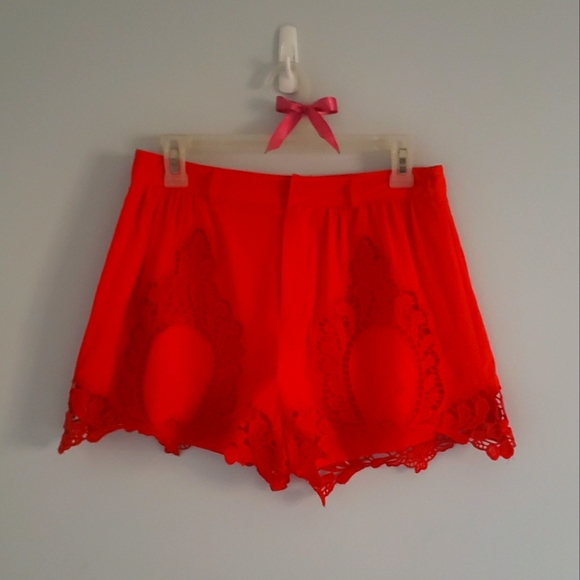 Red Lace Shorts - Picture 3 of 5